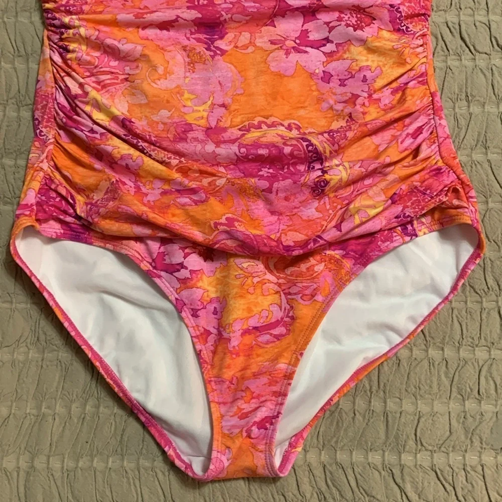 Lauren Ralph Lauren Women’s Tropical Halter One Piece Swimsuit 12 Beach Vacay